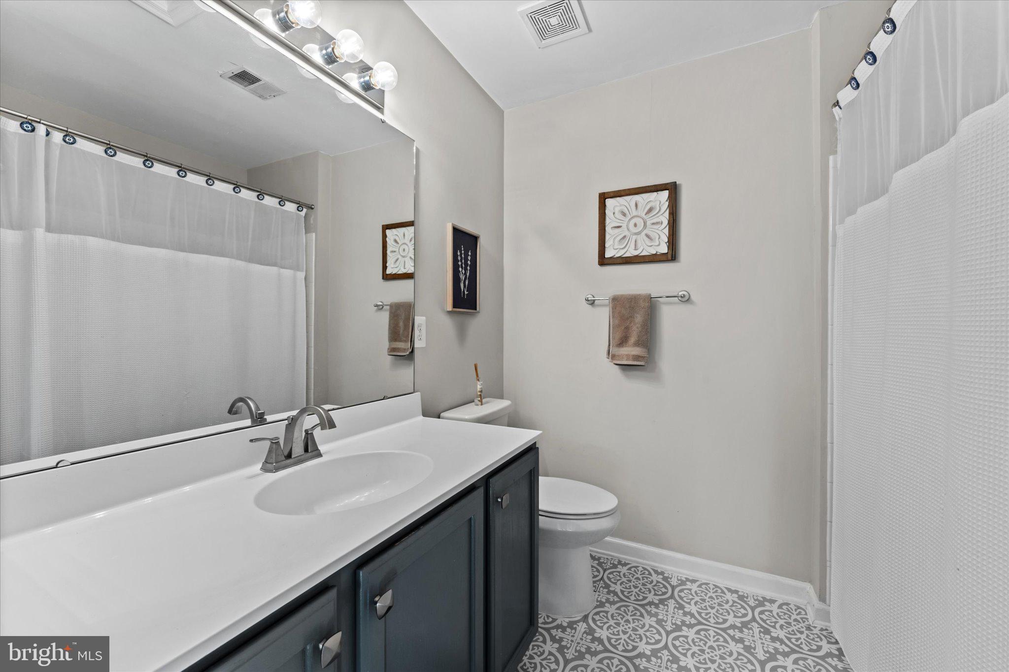 163 Shirley Square Southeast Leesburg, VA 20175 - Photo 34 of 45 a bathroom with a sink a toilet a mirror and shower