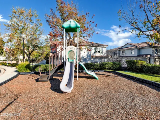 a view of a park with slide