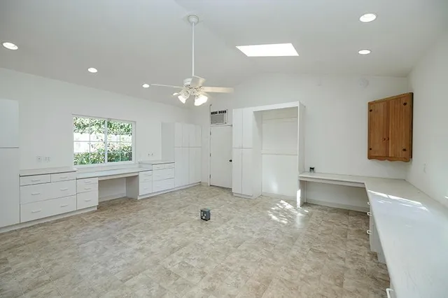 a view of a swimming pool with a garden