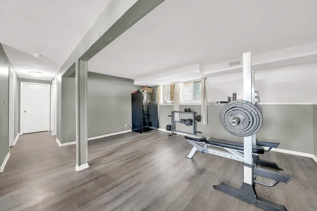 a view of a room with gym equipment