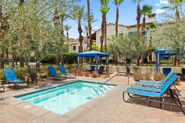 a view of a park with large trees