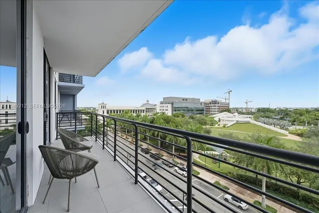 a view of city from a balcony