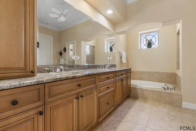 a bathroom with a bathtub