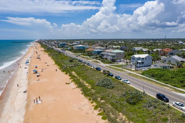 a view of a street with an outdoor space