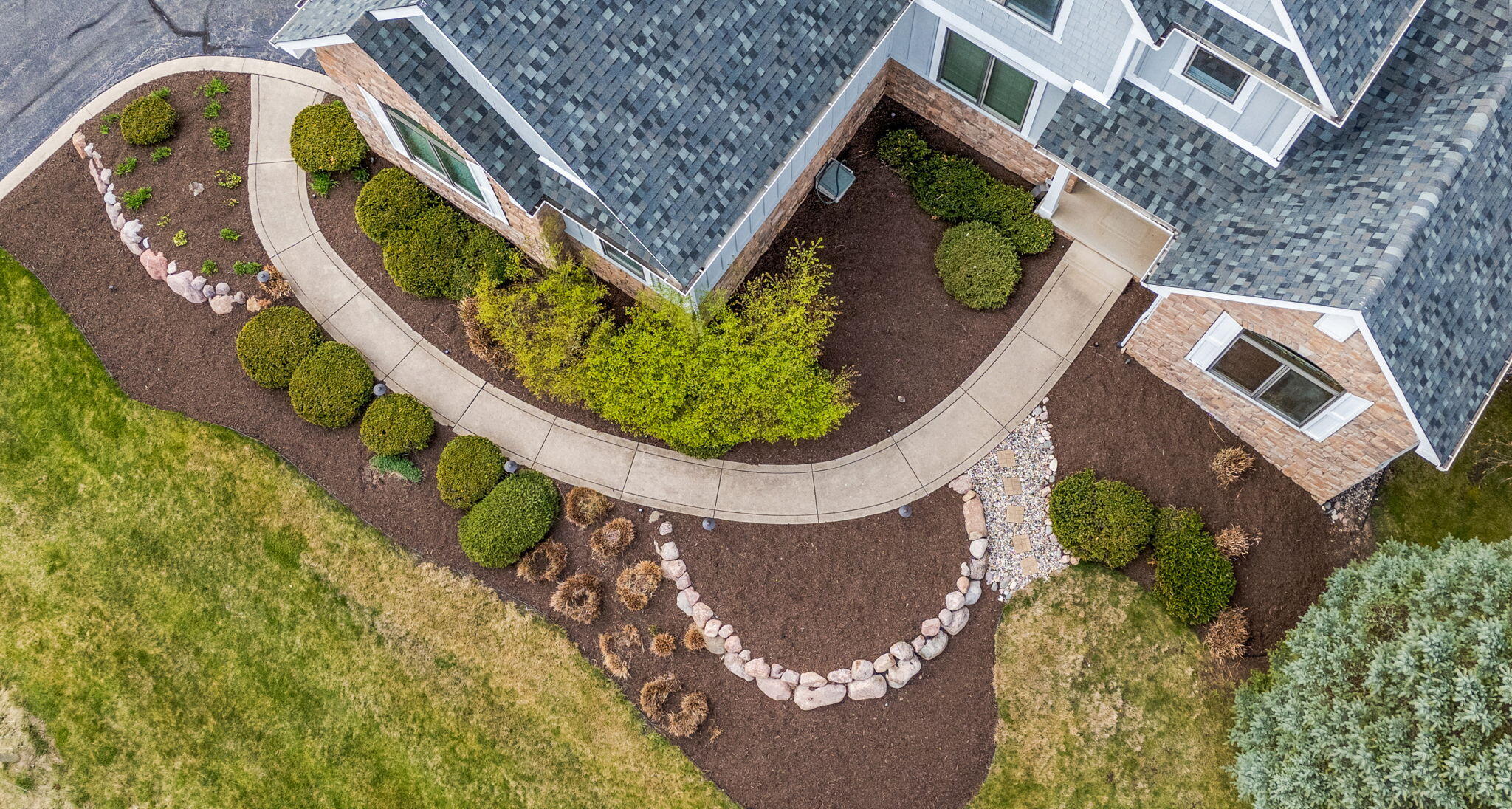 2252 Marrell Hill Road Valparaiso, IN 46385 - Photo 46 of 49 an aerial view of a house with a swimming pool and outdoor seating