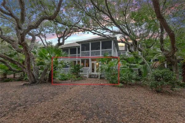 a view of a house with a tree and plants