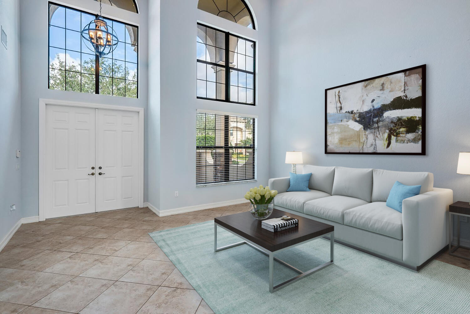 9511 Equus Circle Boynton Beach, FL 33472 - Photo 9 of 55 a living room with furniture a window and a painting on the wall