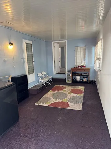 a view of a backyard with trees