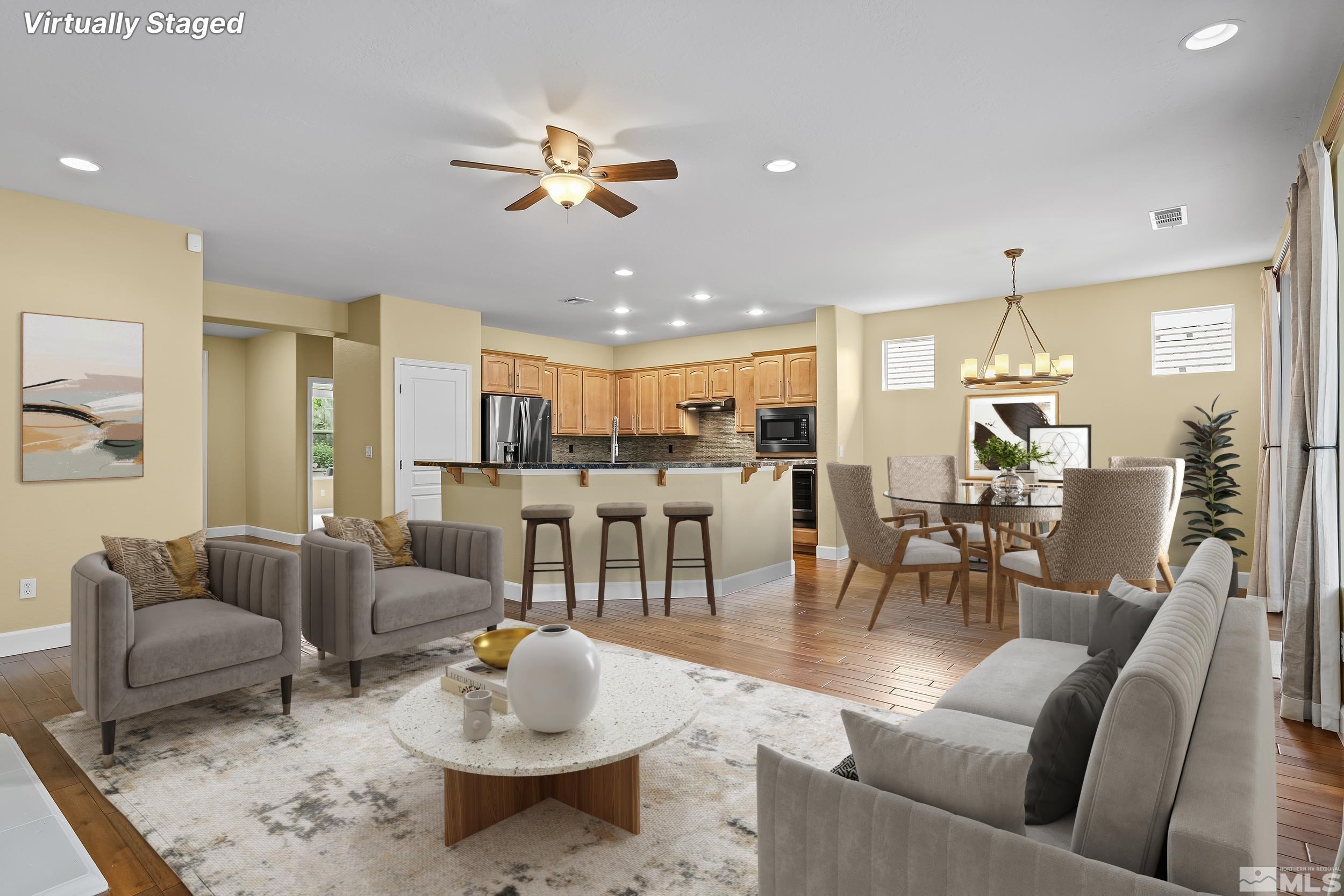 1745 Trail Creek Way Reno, NV 89523 - Photo 3 of 28 a living room with furniture kitchen and a chandelier