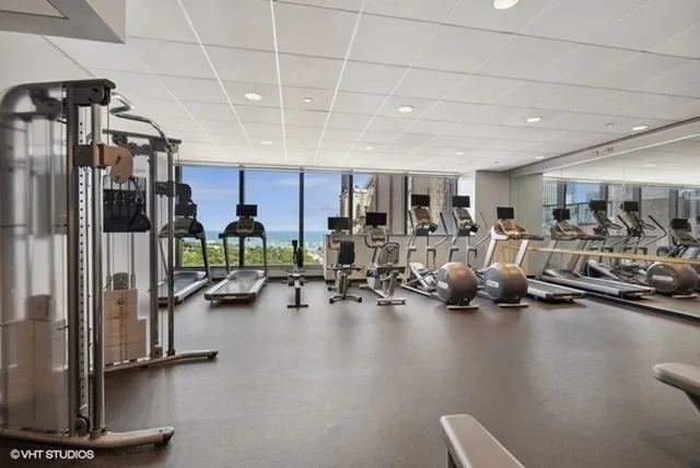 a view of a room with gym equipment