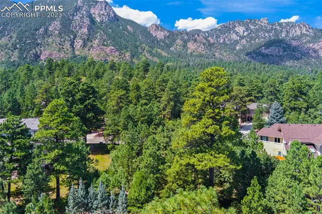 a view of a houses with a lush green forest