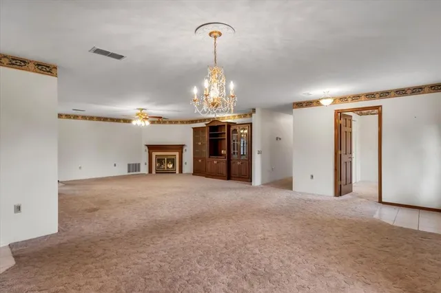 a view of a livingroom with a chandelier