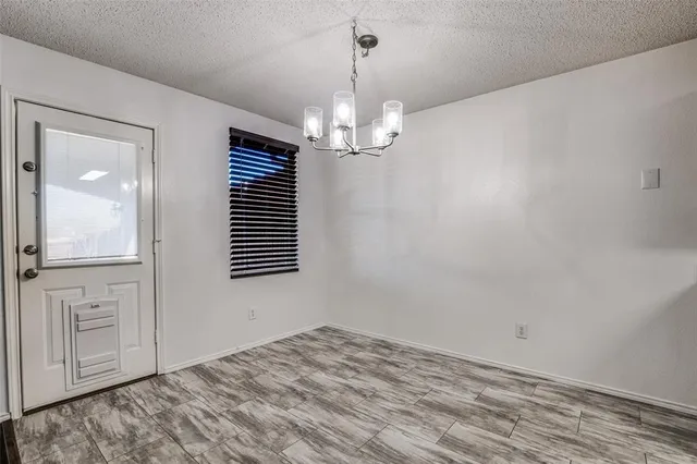 a view of a chandelier in a room