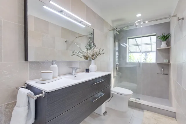 a view of a swimming pool with a lounge chair