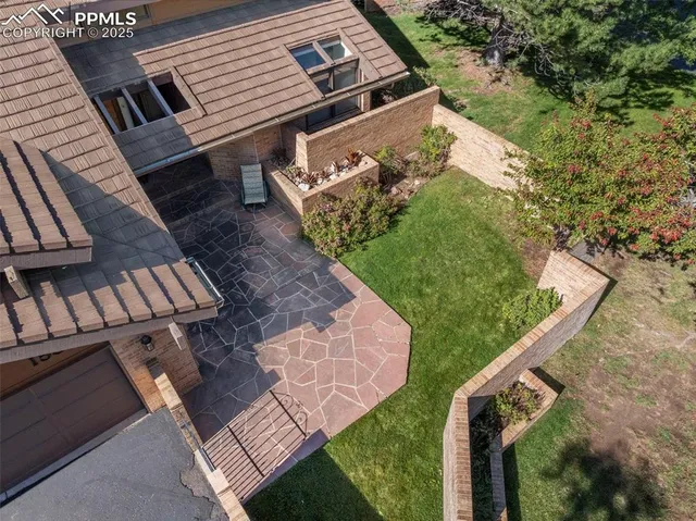 an aerial view of a house
