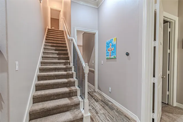 a view of an entryway with staircase