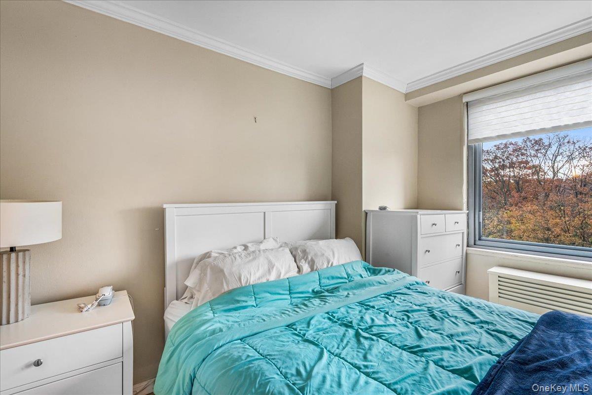 220-55 46th Avenue, Unit 5P Queens, NY 11361 - Photo 11 of 24 a bedroom with a bed and a window