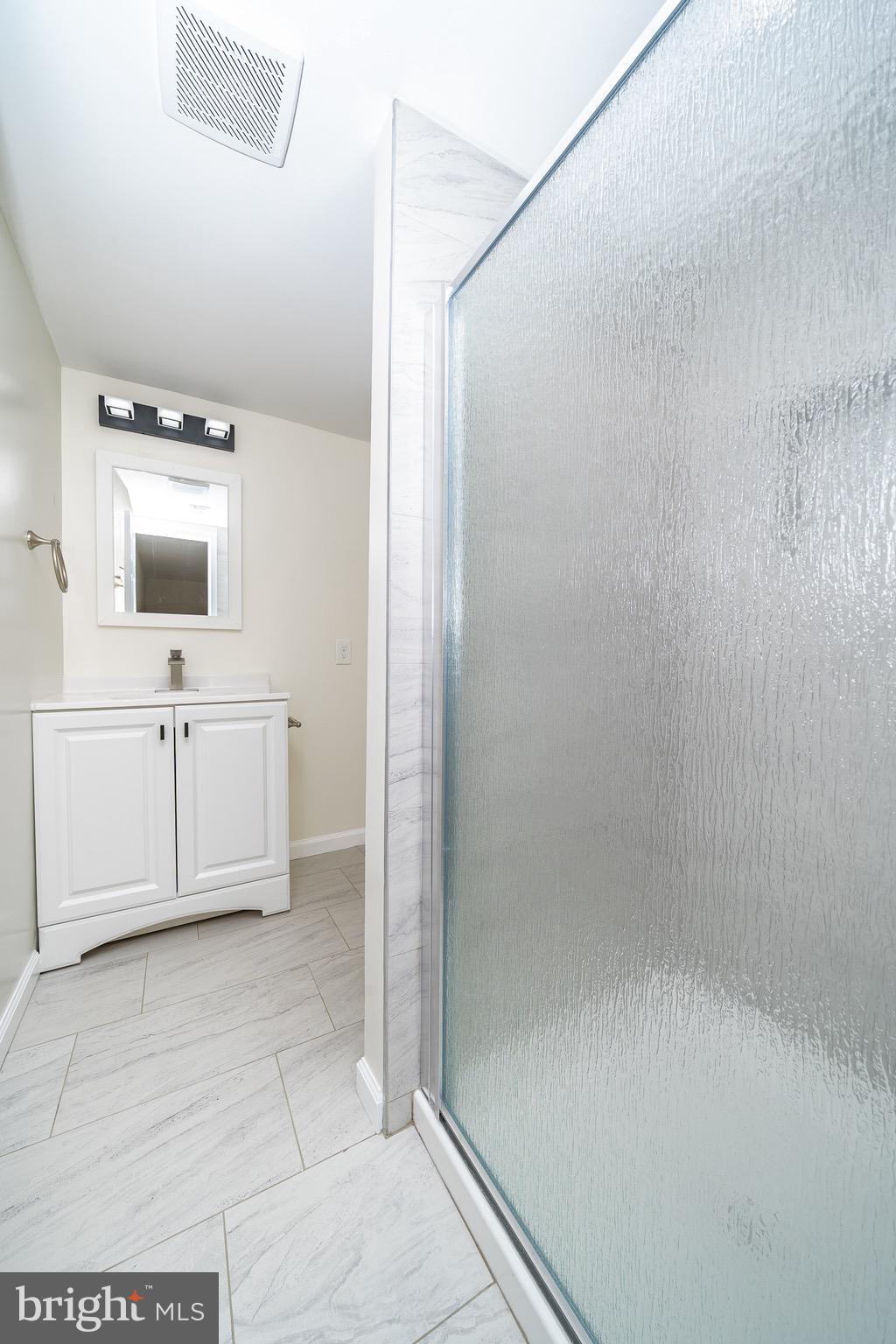 9910 Walker House Road, Unit 99104 Gaithersburg, MD 20886 - Photo 20 of 32 a bathroom with a sink a mirror and a shower