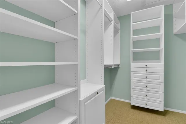 a view of an empty walk in closet