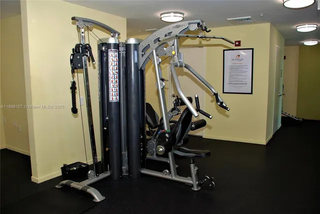 a view of a room with gym equipment