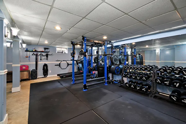 a view of a room with gym equipment