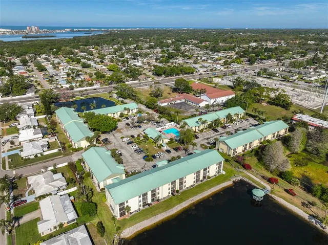 a view of a lake with a house