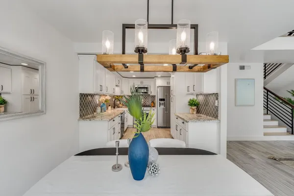 a view of kitchen and living room