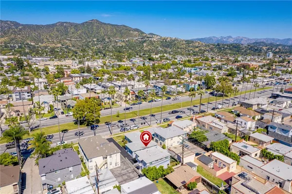 an aerial view of a city