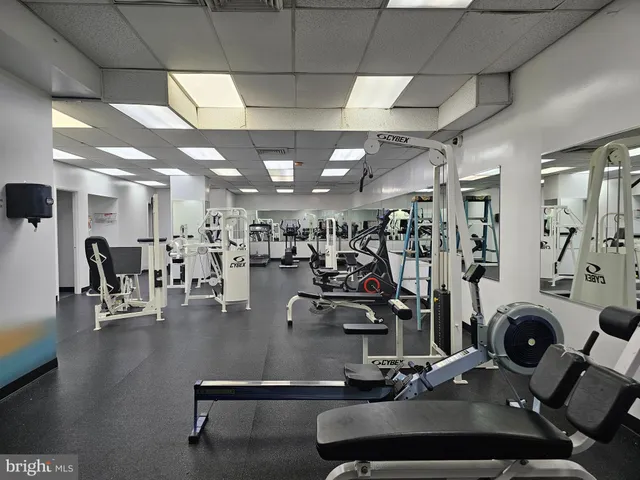 a view of a room with gym equipment