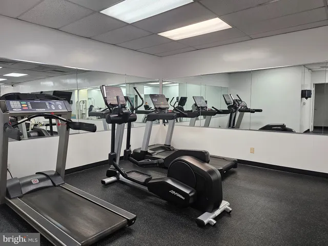 a room with gym equipment