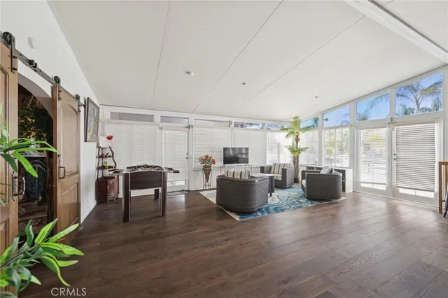 a bedroom with a bed and furniture