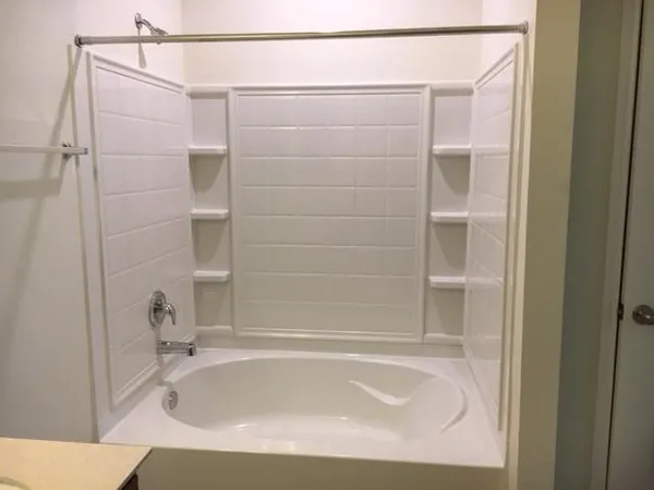 a bathroom with a tub