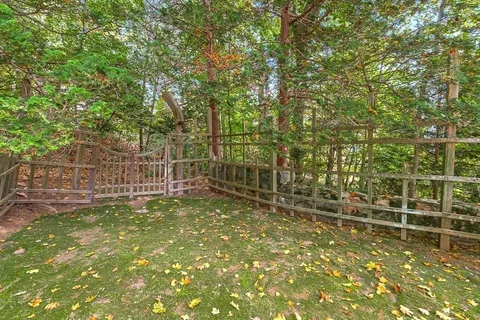 a view of a field with grass and trees