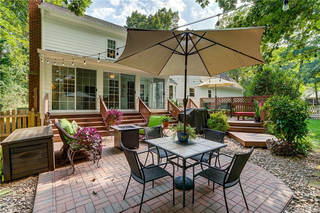 1920 Winterfield Road Midlothian, VA 23113 - Photo 23 of 26 a view of a patio with table and chairs under an umbrella