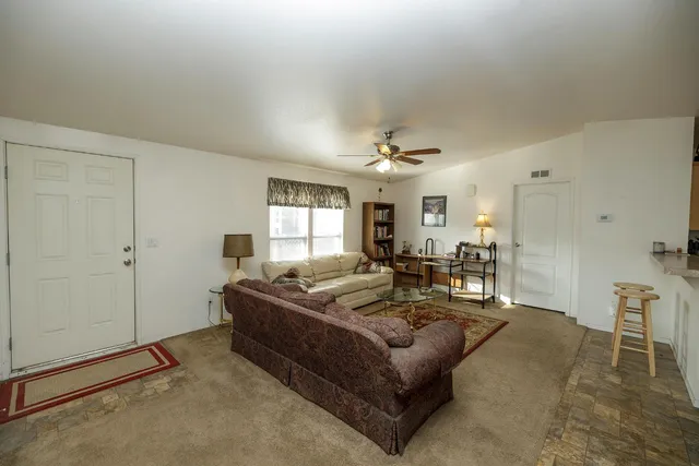 a living room with furniture