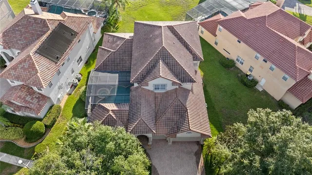 an aerial view of a house