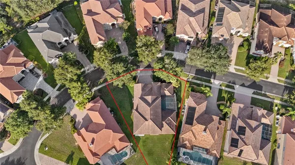 an aerial view of a house