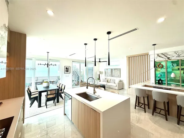 a dining room with furniture