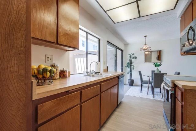 a kitchen with lots of counter top space