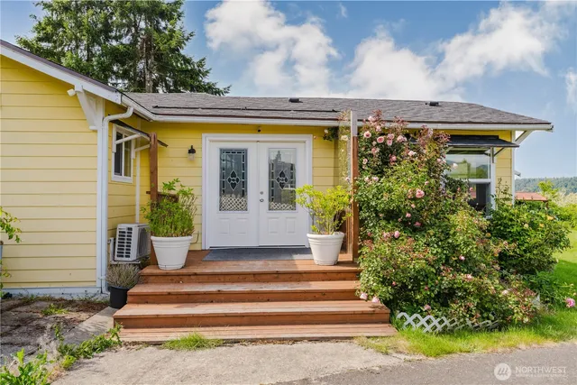 a view of a lake with a big yard