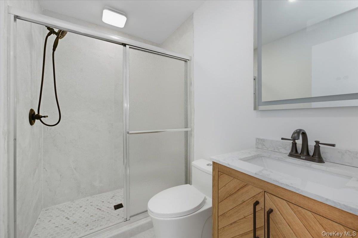 454 East Shore Road Great Neck, NY 11024 - Photo 37 of 48 a bathroom with a shower a toilet and a sink
