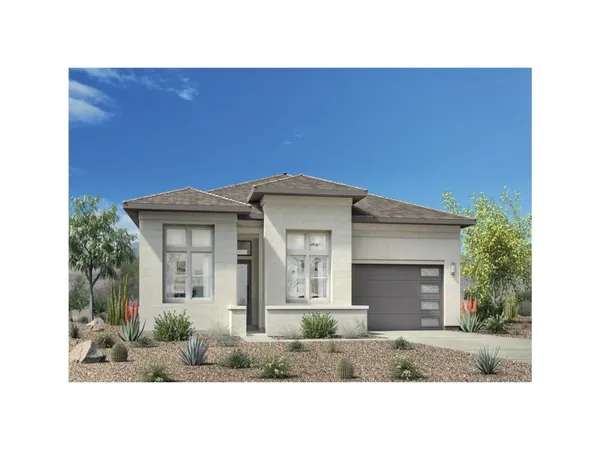 a front view of a house with a garage