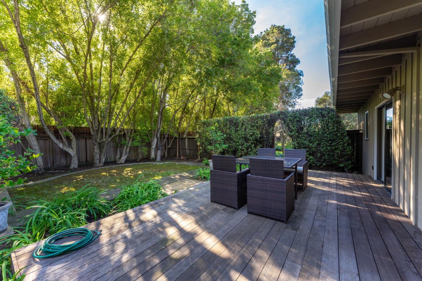 175 Isabella Avenue Atherton, CA 94027 - Photo 31 of 38 a view of backyard with outdoor seating and green space