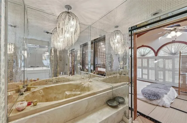 a view of a tree in a garden