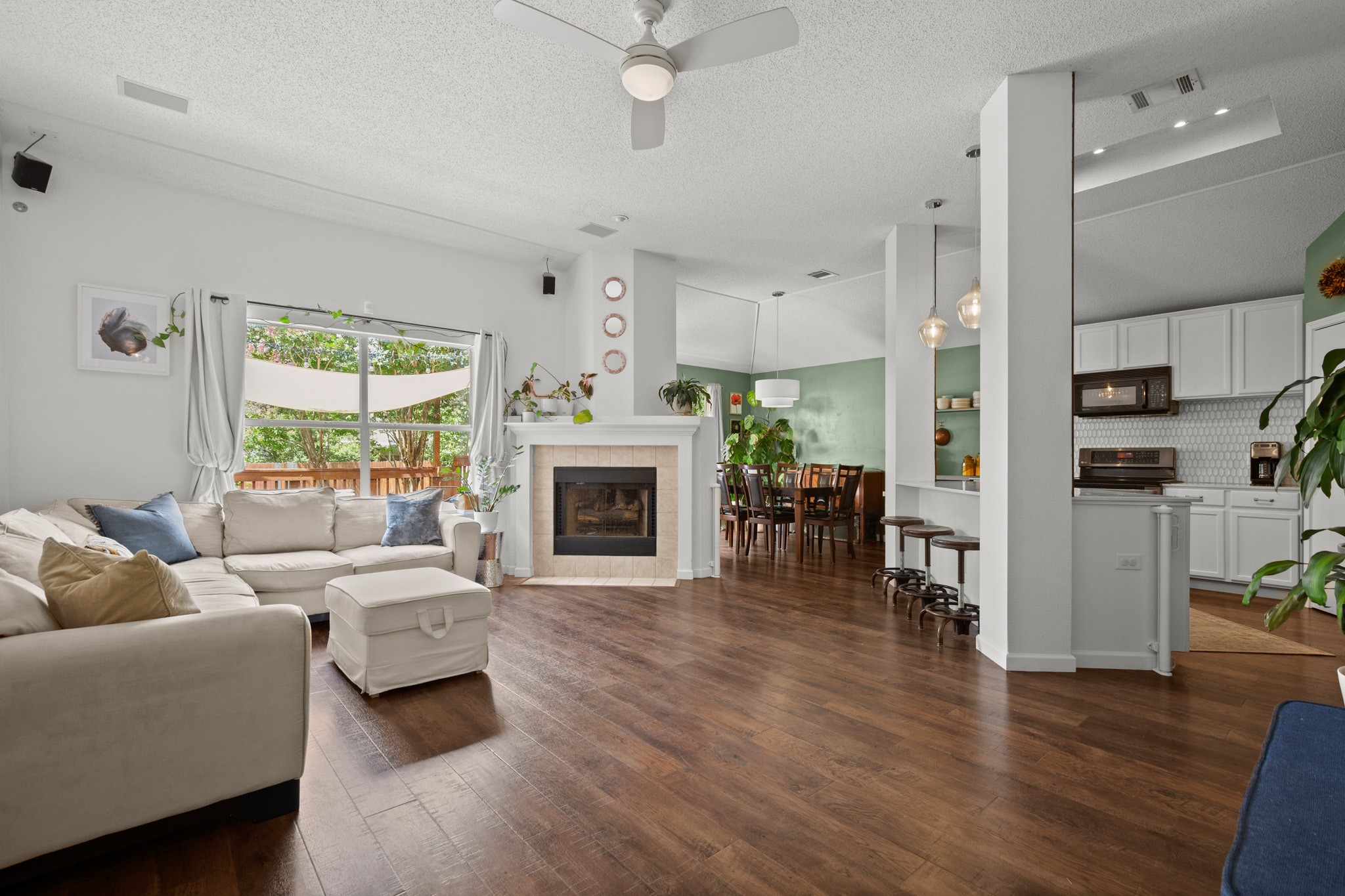 1205 Crossvine Way Pflugerville, TX 78660 - Photo 2 of 20 a living room with furniture and a fireplace