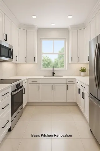 a view of a kitchen sink and a window