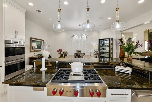 a large kitchen with lots of counter space