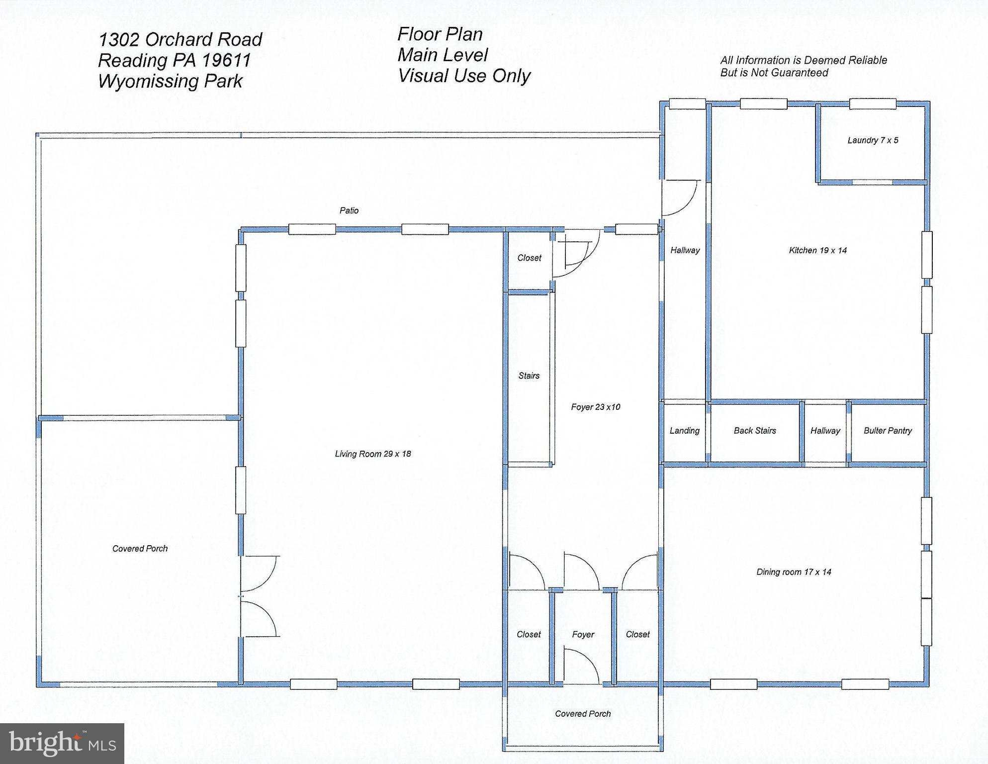 1302 Orchard Road Reading, PA 19611 - Photo 28 of 30 Main Level Visual Only Floor Plan