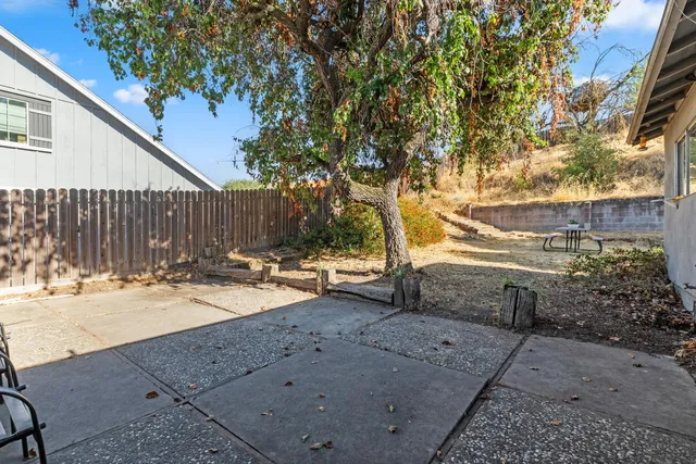 a front view of house with a garden