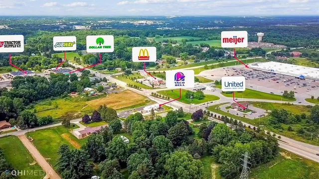 an outdoor space with furniture